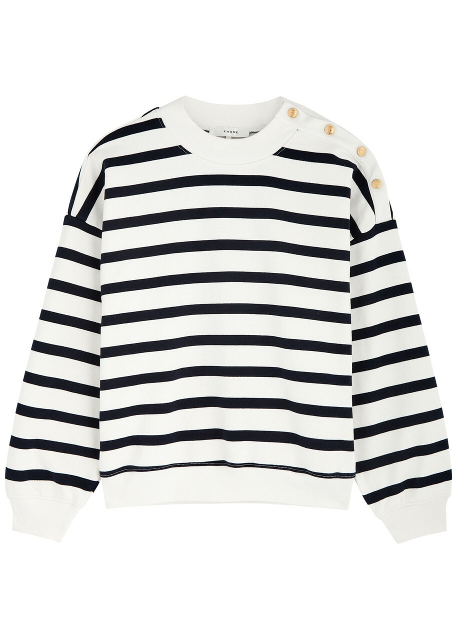 Frame Striped Cotton-blend Sweatshirt Navy