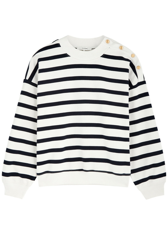Photo: Frame Striped Cotton-blend Sweatshirt Navy