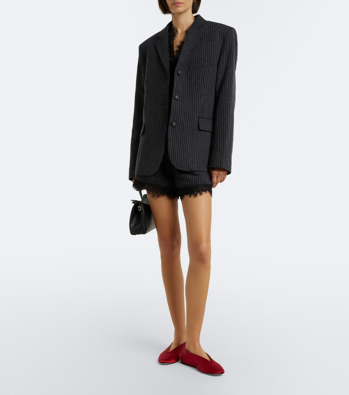 Ganni Pinstripe flannel blazer
