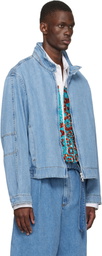 Dries Van Noten Blue Zip Denim Jacket