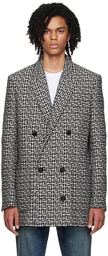 Balmain Black & White Jacquard Blazer