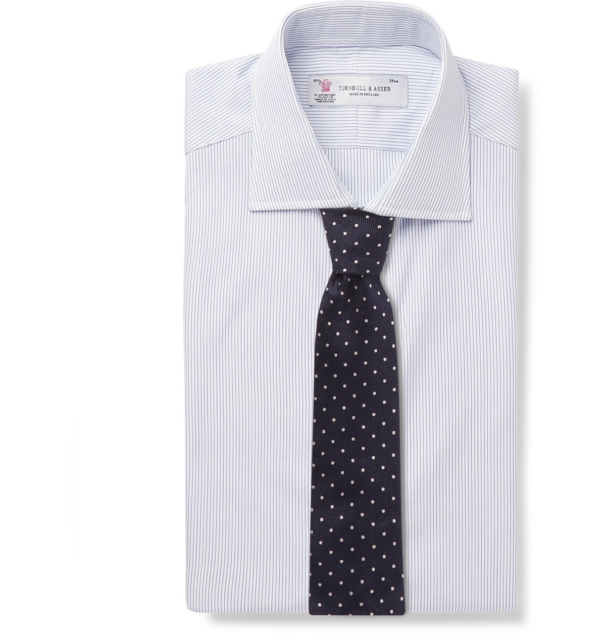 Turnbull & Asser - Navy Cutaway-Collar Striped Cotton Shirt - Blue ...