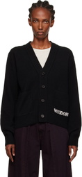 We11done Black Pocket Logo Knit Cardigan