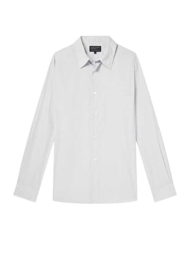 Photo: Margaret Howell - Point-Collar Pinstriped Cotton-Poplin Shirt - Blue