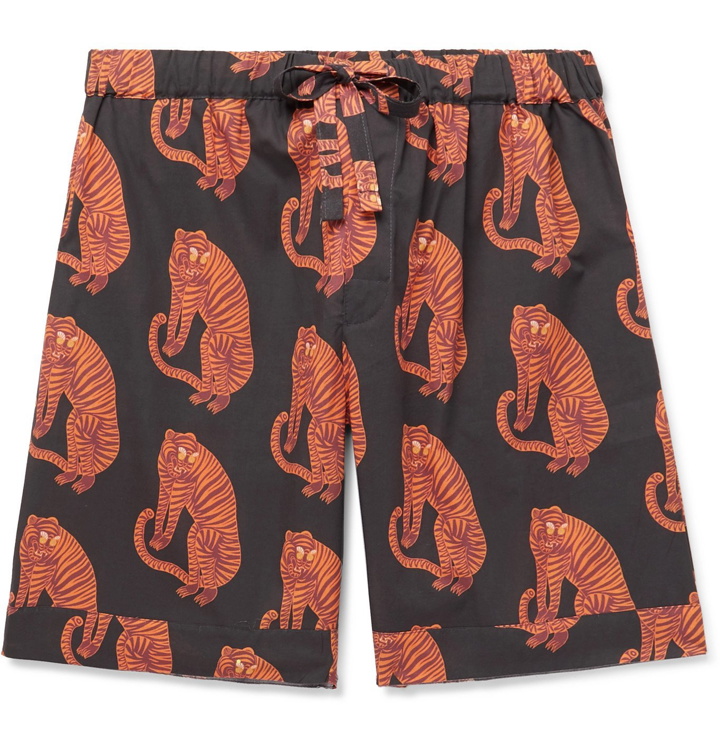 Photo: Desmond & Dempsey - Printed Cotton Pyjama Shorts - Orange