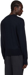 LEMAIRE Navy Mock Neck Sweater