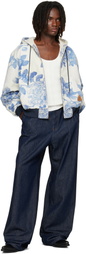 R13 Off-White & Blue Relaxed Workwear Jacket