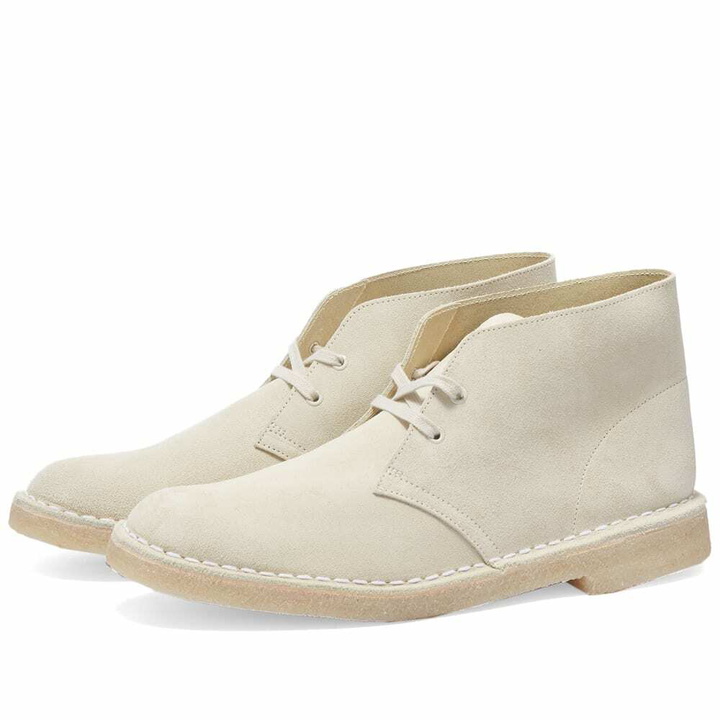 Photo: Clarks Originals Men's Desert Boot in Off White Suede