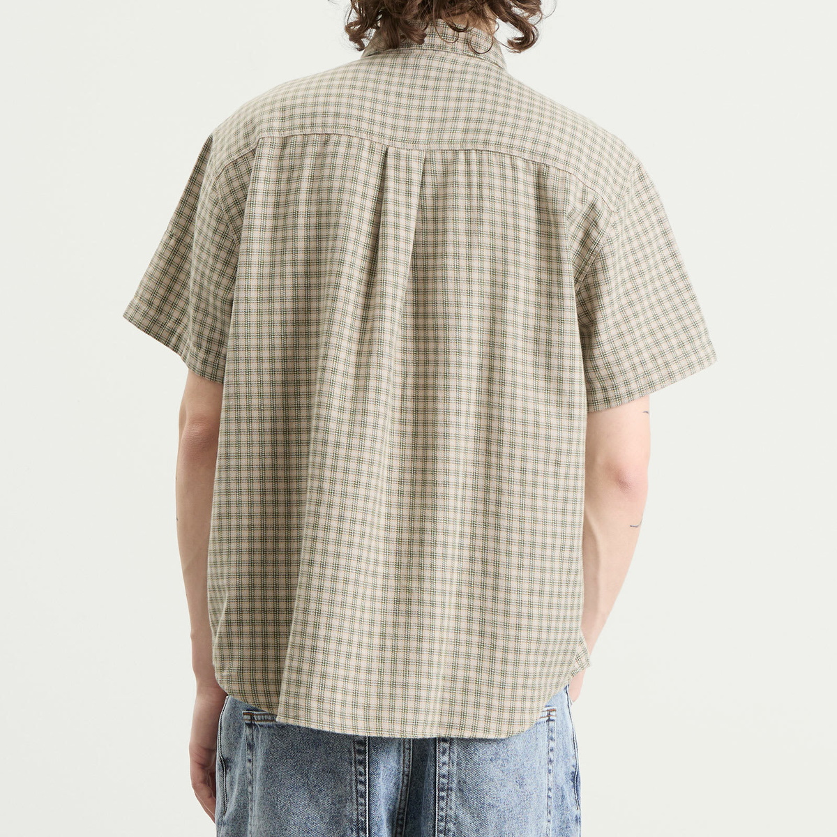 Polar Skate Co. Men's Mitchell Short Sleeve Shirt in Beige/Green