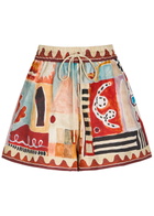 Alemais Michelle Printed Linen Shorts Multicoloured