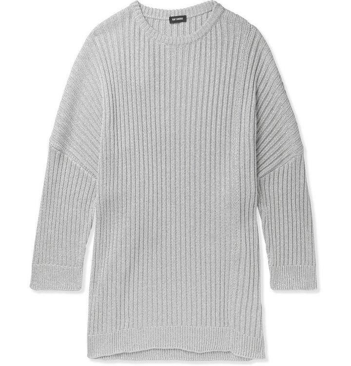 Photo: Raf Simons - Oversized Cutout Metallic Knitted Sweater - Men - White