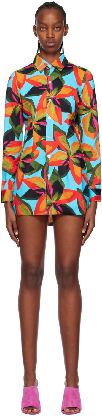 Louisa Ballou SSENSE Exclusive Blue Button Minidress