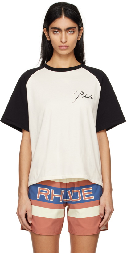 Photo: Rhude Off-White & Black Raglan T-Shirt