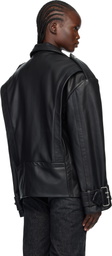 VAQUERA Black Oversized Moto Leather Jacket