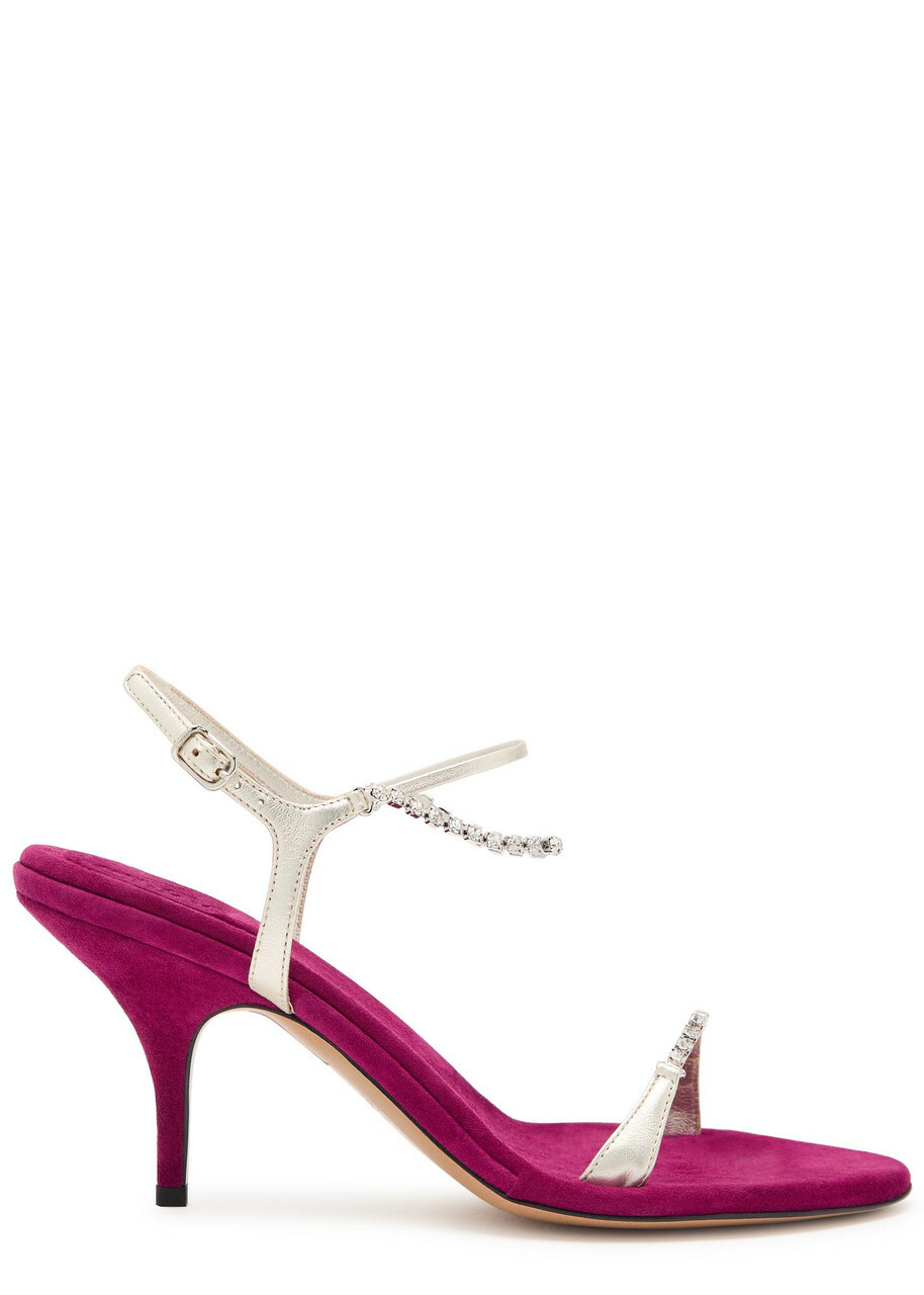 Chloe Zia 80 Crystal-embellished Velvet and Metallic Leather Sandals Purple