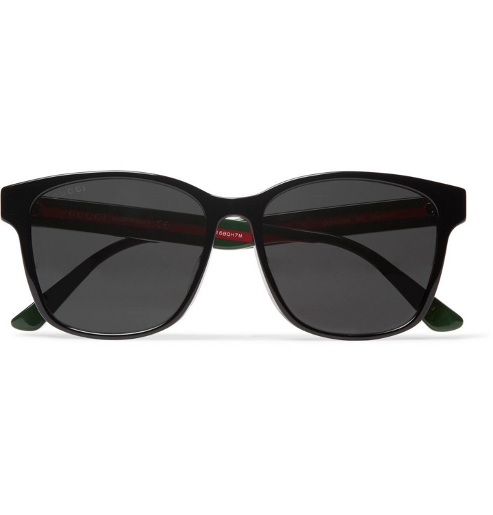 Photo: Gucci - Square-Frame Striped Acetate Sunglasses - Men - Black