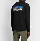 Patagonia - P-6 Logo Responsibili-Tee Printed Recycled Cotton-Blend Jersey T-Shirt - Black