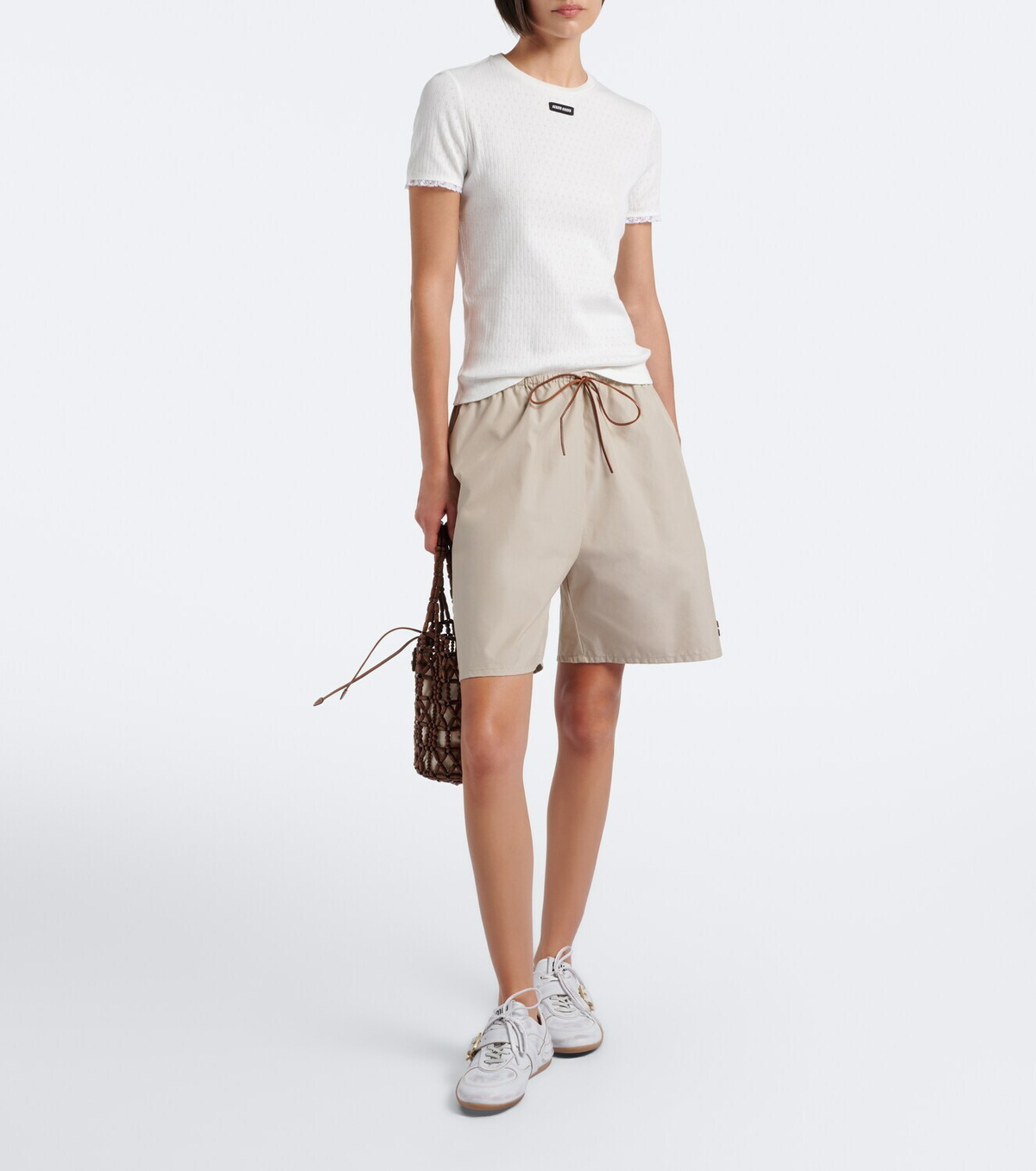 Miu Miu Pointelle cotton T-shirt