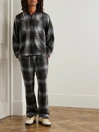 Needles - Straight-Leg Embellished Checked Wool-Blend Flannel Drawstring Trousers - Brown