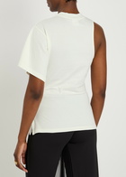 Courrèges Scube one Shoulder Cotton T-shirt White