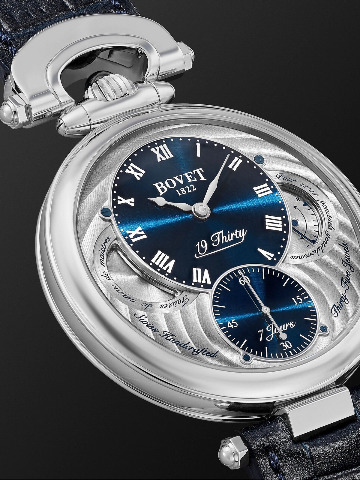 BOVET - 19Thirty Fleurier Hand-Wound 42mm Stainless Steel and Leather Watch, Ref. No. NTS0004