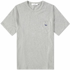 Maison Kitsuné Men's Navy Fox Patch Classic T-Shirt in Grey Melange