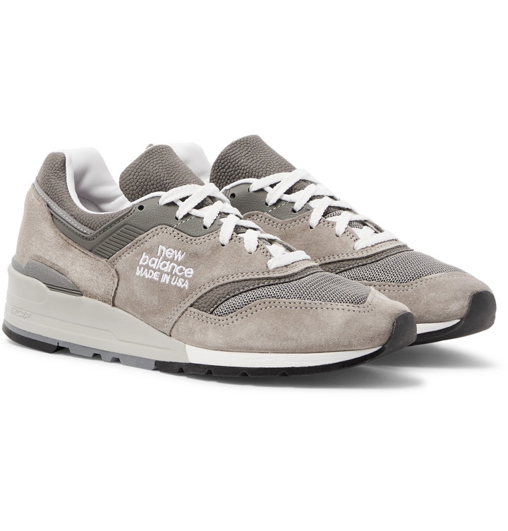 Photo: New Balance - M997 Suede, Leather and Mesh Sneakers - Gray