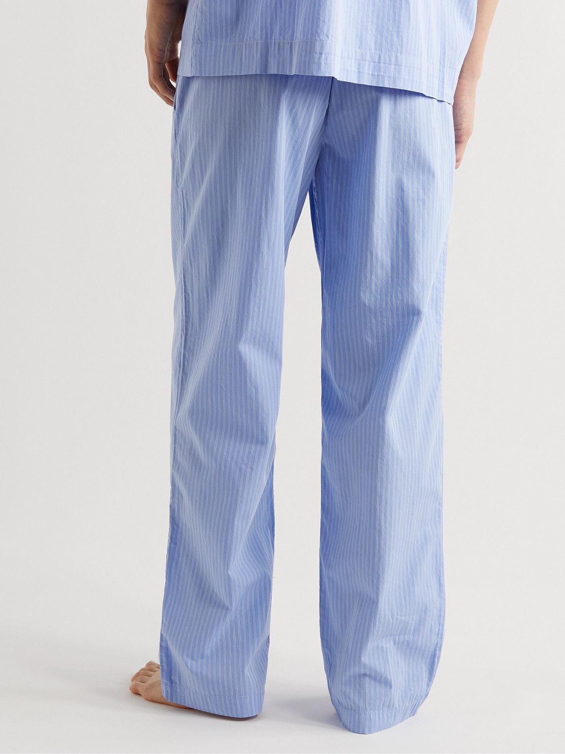 TEKLA - Striped Organic Cotton-Poplin Pyjama Trousers - Blue Tekla Fabrics