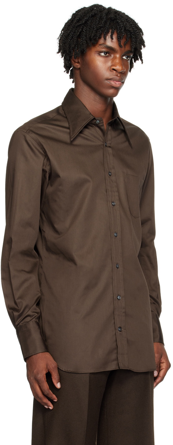 Husbands Brown Slim-Fit Shirt