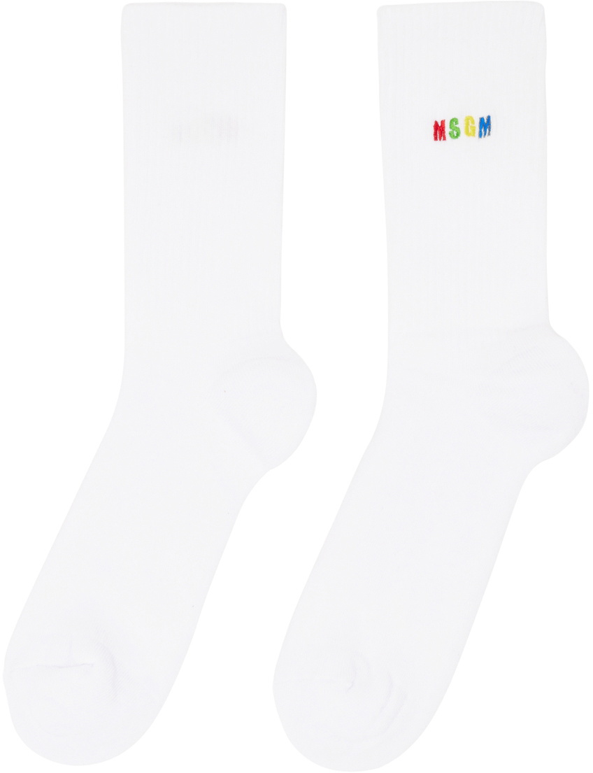 MSGM White Logo Socks