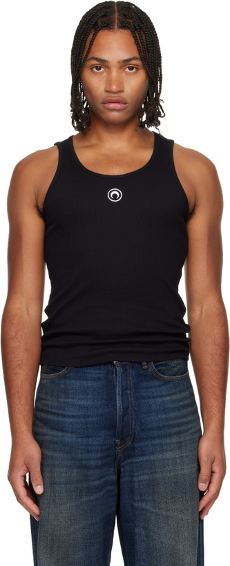 Photo: Marine Serre Black Moon Logo Ribbed Jersey Tank Top