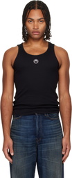 Marine Serre Black Moon Logo Ribbed Jersey Tank Top