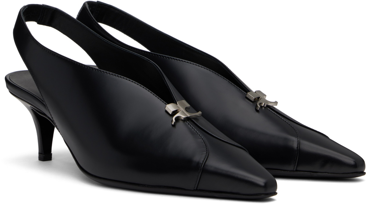 Courrèges Black Leather Slingback Heels
