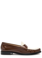 Stuart Weitzman Lottie Colour-blocked Glossed Leather Loafers Brown