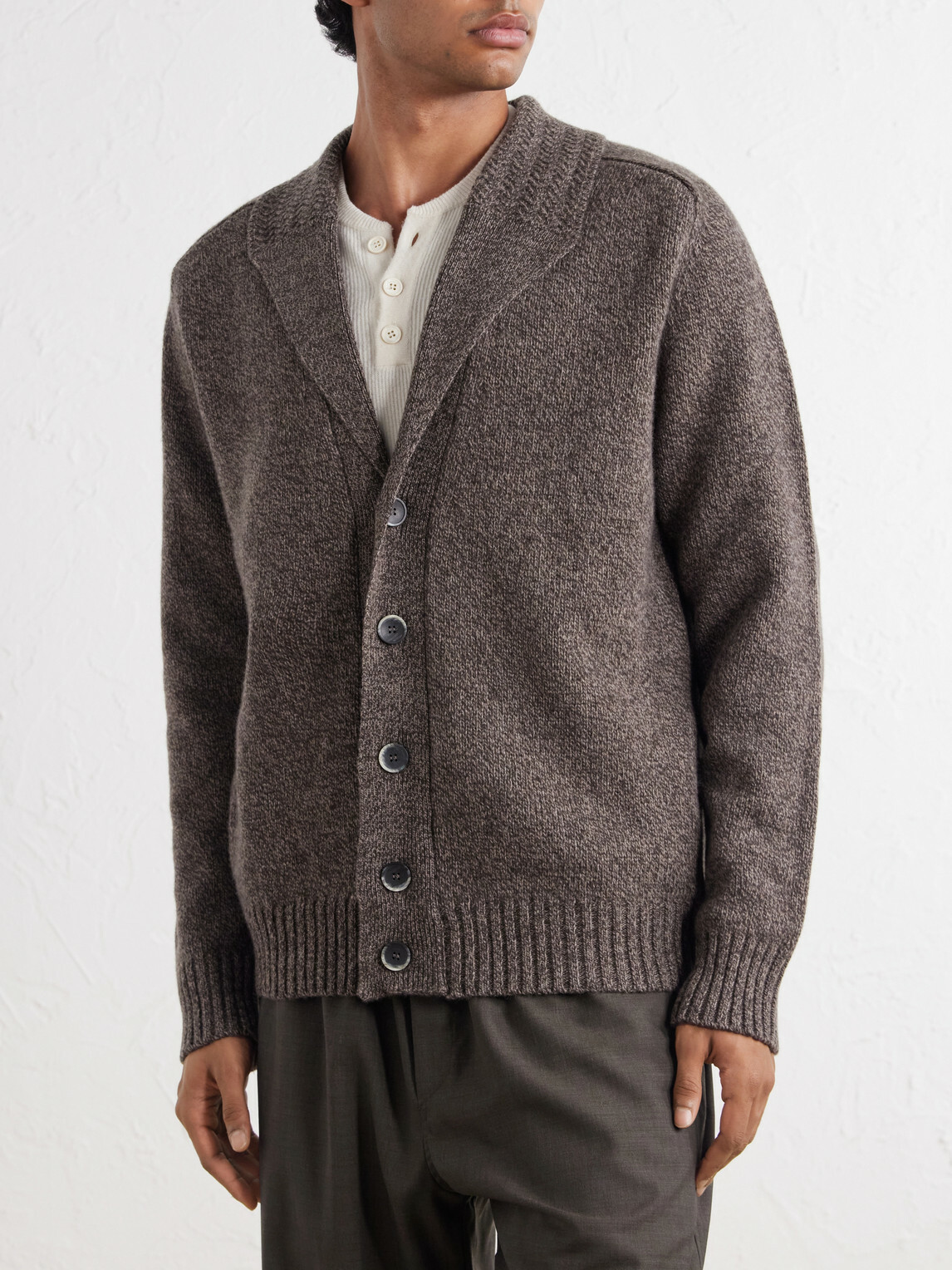 Altea - Shawl-Collar Wool and Cashmere-Blend Cardigan - Brown