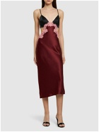 FLEUR DU MAL - Silk & Lace Cutout Slip Midi Dress