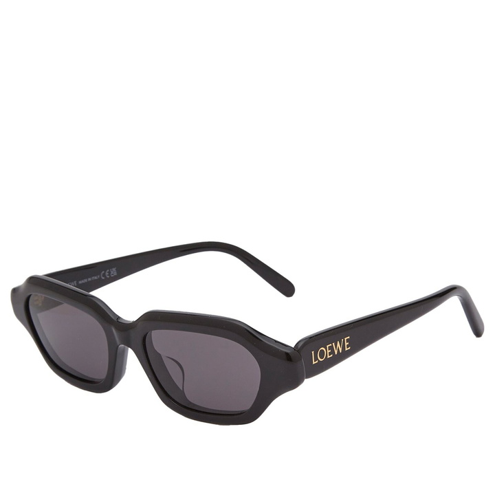 Photo: Loewe Eyewear Slim Rectangular Sunglasses in Black 