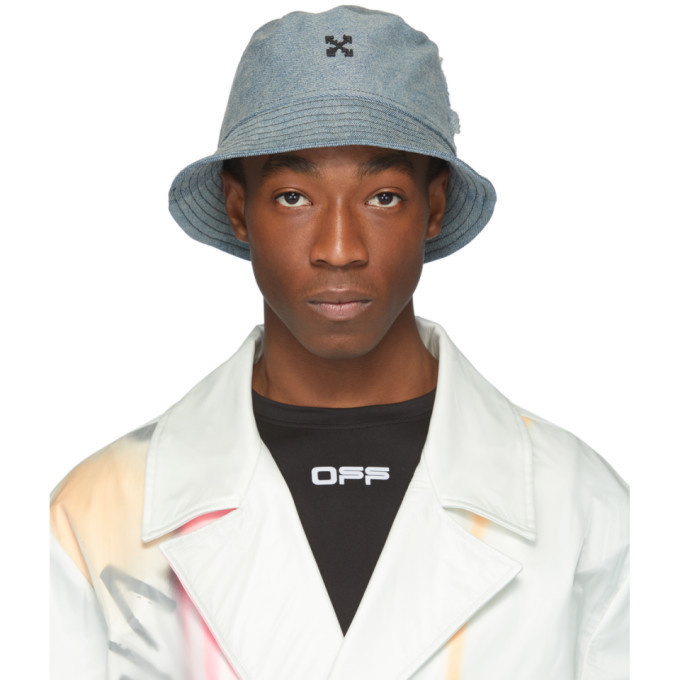 Off-White Blue Denim Arrows Bucket Hat Off-White