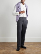 Etro - Straight-Leg Logo-Embroidered Wool-Blend Jacquard Suit Trousers - Gray