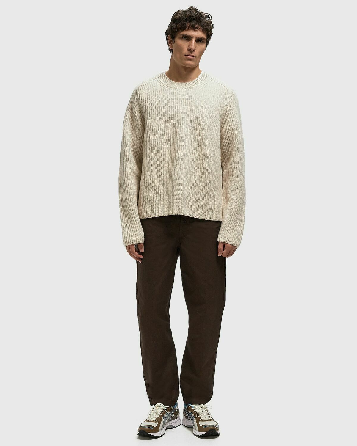 Norse Projects Sigurd Military Rib Crew Neck Beige Mens Pullover