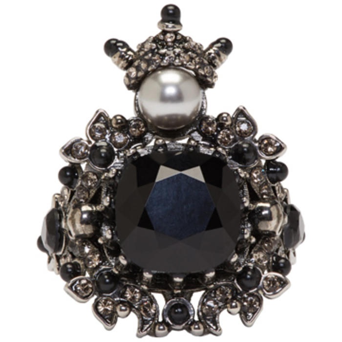 Photo: Alexander McQueen Silver and Black House of Skull Ring