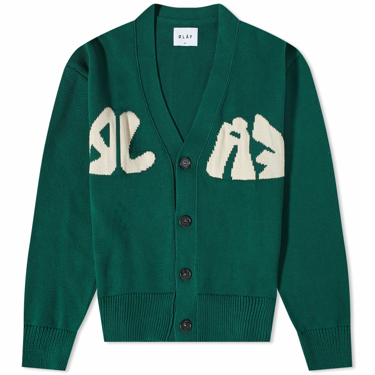 Olaf Hussein Men's Logo Cardigan in Dark Forest Green OLAF HUSSEIN