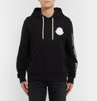 Moncler - Maglia Logo-Appliquéd Printed Loopback Cotton-Jersey Hoodie - Black