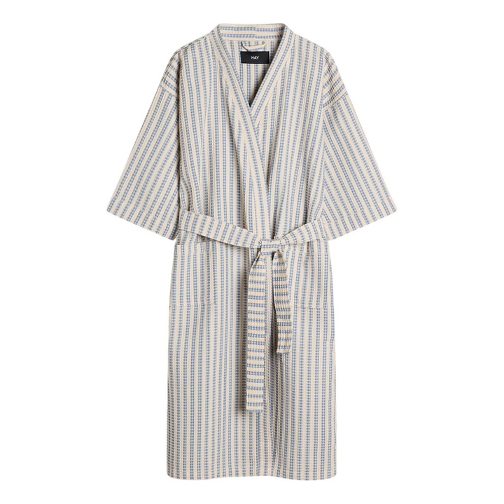 Photo: HAY Waffle Bathrobe in Stripe Dusty Blue