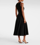 Alaïa Leather-trimmed midi dress