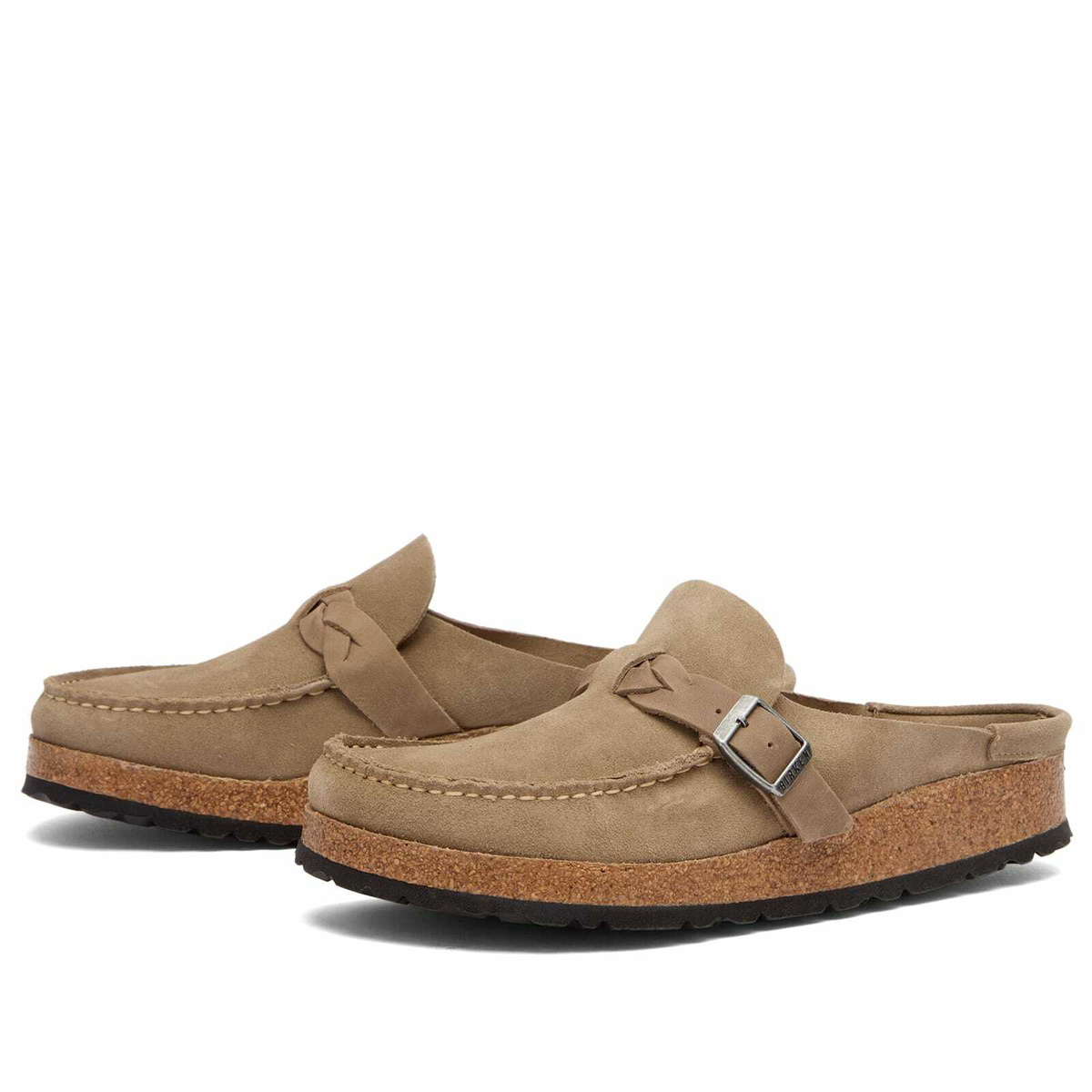 Birkenstock Women's Buckley Braided in Taupe Suede