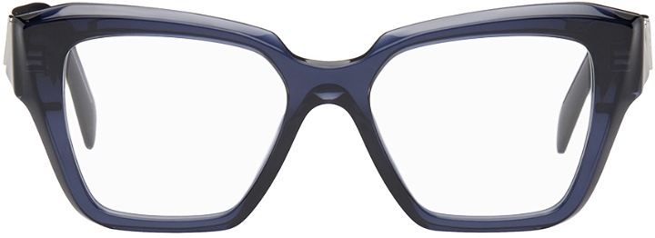 Photo: Prada Eyewear Blue Cat-Eye Acetate Glasses