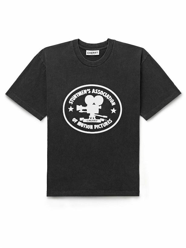Photo: CHERRY LA - Printed Cotton-Jersey T-Shirt - Black