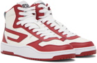 Diesel White & Red S-Ukiyo V2 Mid Sneakers