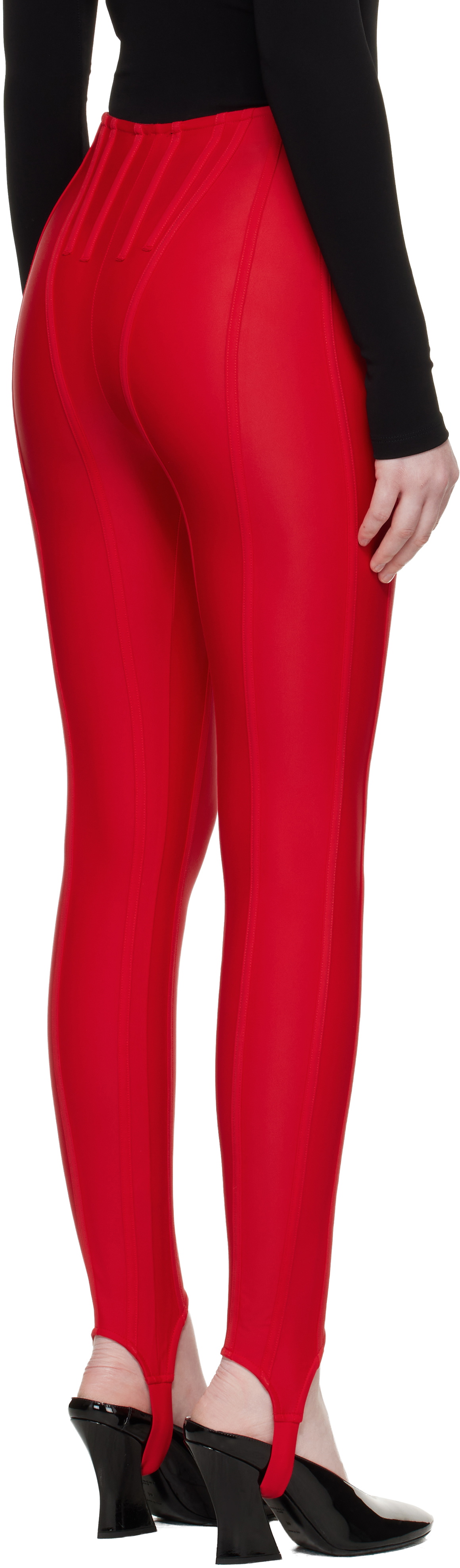Mugler SSENSE Exclusive Red Corseted Leggings